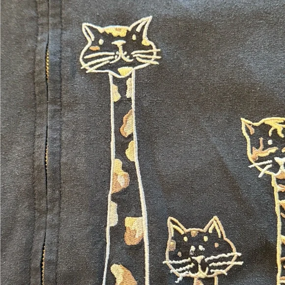 EVR Women's Vintage Silk Bomber Jacket Cat embroidery - Picture 3 of 4